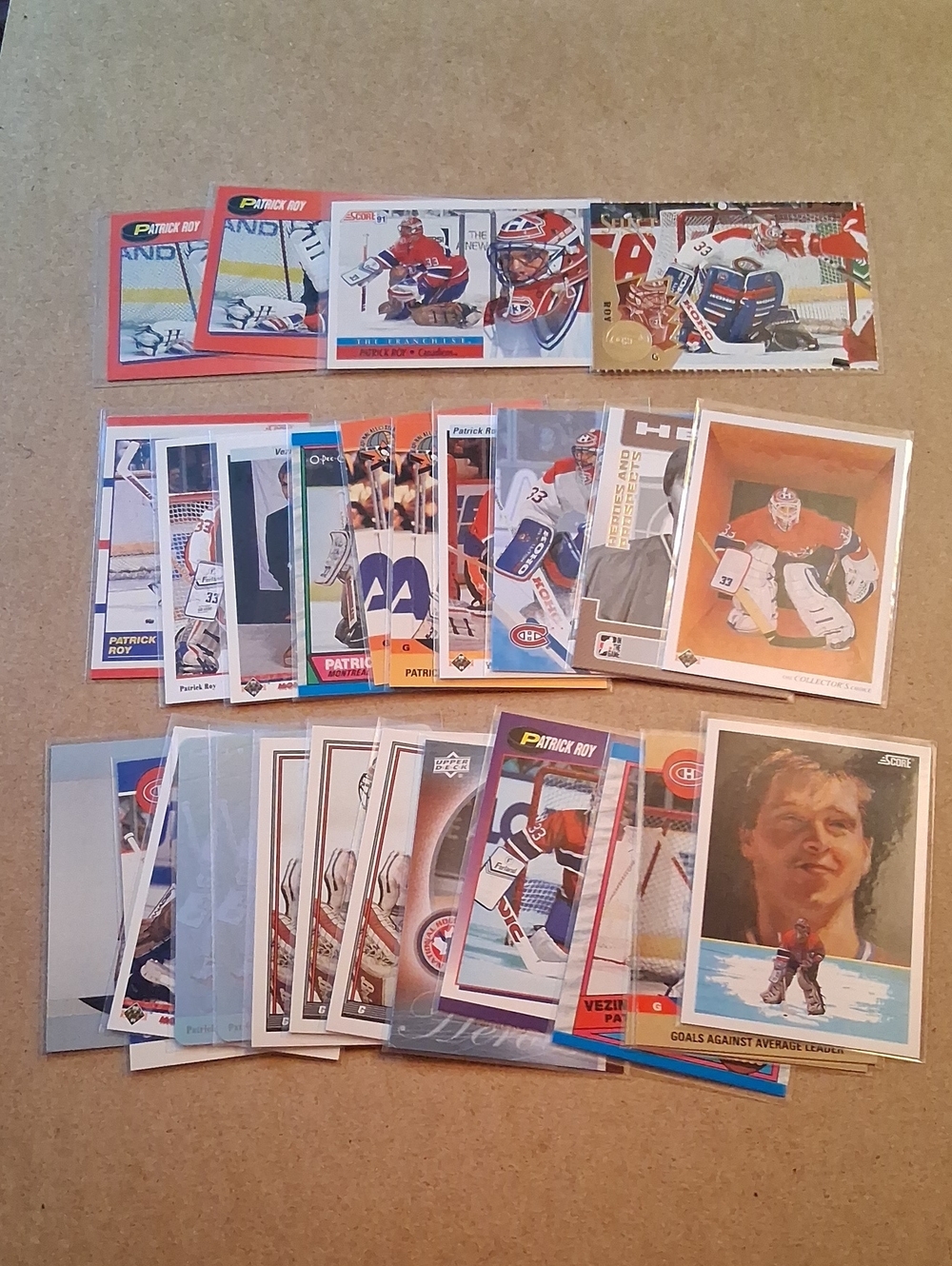 Patrick Roy Hockey Card Lot - Red, White, Blue Accents